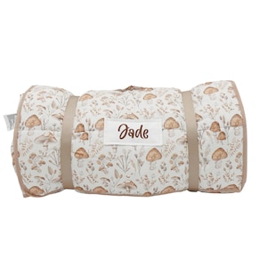 Personalized Toddler Nap Mat with Pillow and Blanket Kids Sleeping Bag for Boys and Girls Napmat with Custom Name Preschool Daycare Mushroom