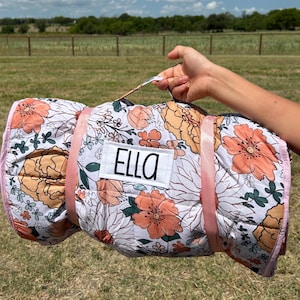 Personalized Toddler Nap Mat with Pillow and Blanket Kids Sleeping Bag for Boys and Girls Napmat with Custom Name Preschool Daycare Floral