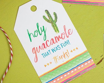 Fiesta Favor Tags | Fiesta Party | Mexican Fiesta | Cinco de Mayo Favor Tags | Holy Guacamole | Fiesta Birthday | Cactus Favor Tags