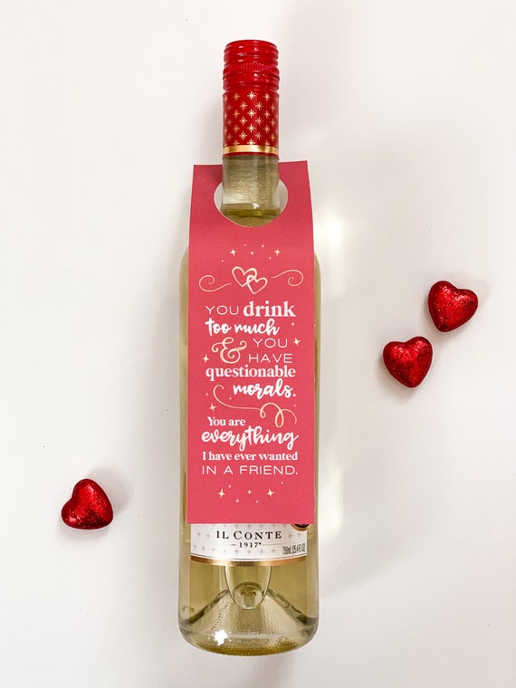 Valentine Wine Tags | Galentine Gift Idea | Wine Bottle Tags | Valentines Day Wine Labels | Printable Wine Tags | Valentine Wine Labels Il_570xn