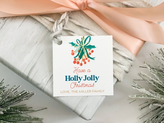 Holly Jolly Christmas Tags | Holly Jolly Gift Tags | Personalized Christmas Tags | Printable Gift Tags | Ornament Gift Tags | Gift Tags Il_570xn
