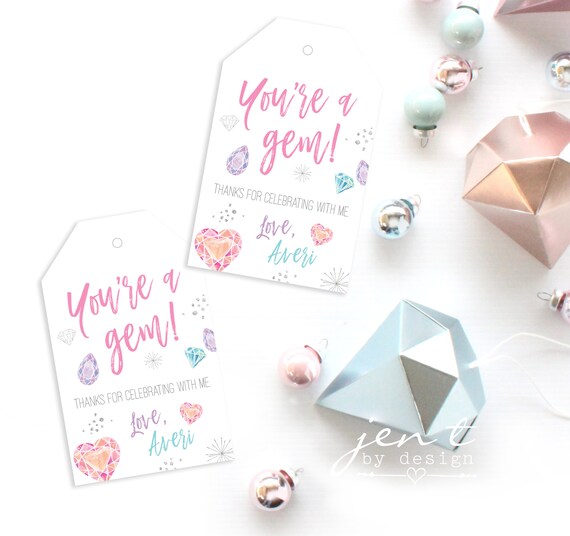 You're a Gem - She's a Gem - Gemstone Party - Gem Party - Gem Favor Tags - Party Favors Il_570xn