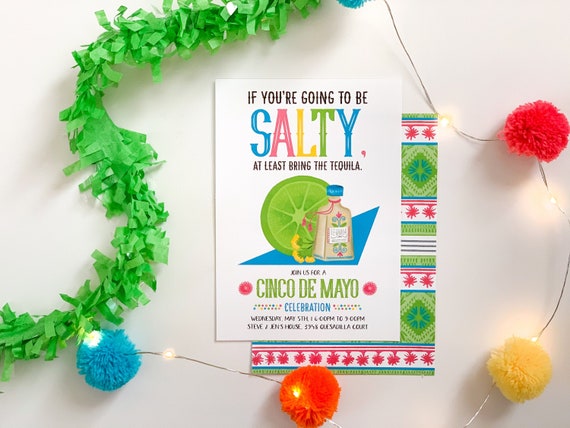Fiesta Invitation | Cinco de Mayo Invitation | If You're Going to be Salty Bring the Tequila | Tequila Invitation | Cinco de Mayo Party Il_570xn