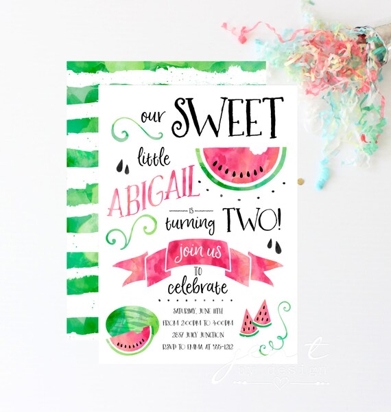 Watermelon Party | Watermelon Invite | Watermelon Birthday | Watermelon | Summer Birthday | Summer Invitation | Birthday Invitation Il_570xn