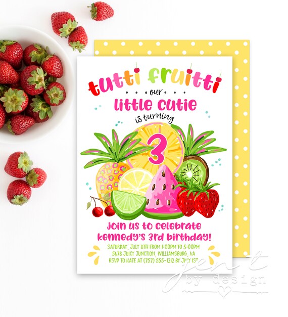 Tutti Fruitti | Fruit Invitation | Tutti Frutti | Tutti Frutti Party | Fruit Birthday | Summer Birthday | Tutti Frutti Invite | Invitation Il_570xn