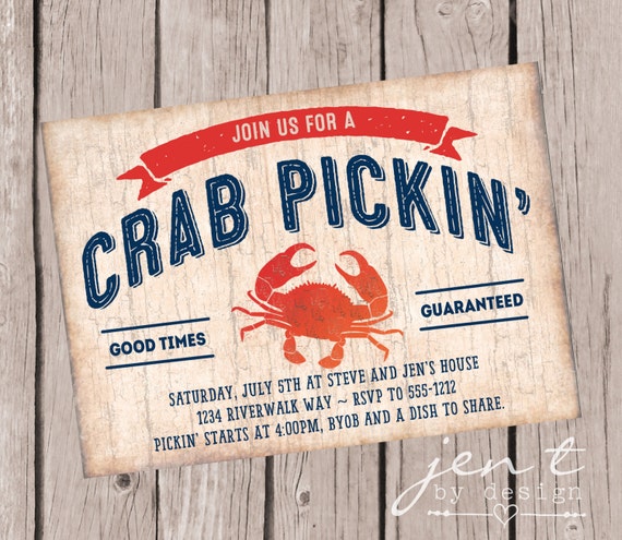 Crab Invitations | Crab Picking Invitations | Crab Picking Party | Crab Picking Party Invite Il_570xn