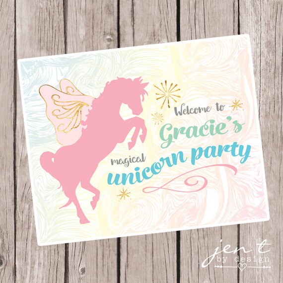 Personalized Unicorn Party Sign Il_570xn