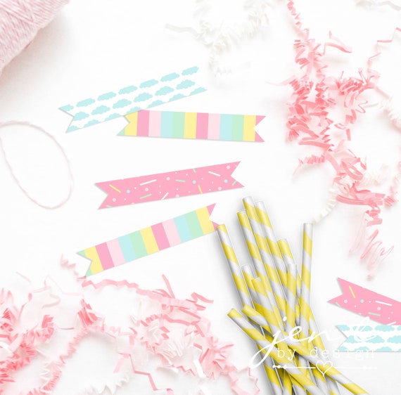 Donut Unicorn Party | Straw Flags | Donut Stop Believin' | Unicorn Party | Donut Party | Sprinkles Party | Rainbow Party | Straw Tags Il_570xn