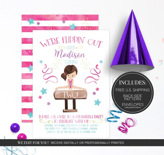 Gymnastic Invitation | Gymnastics Party | Gymnastics | Gymnastic Party | Gymnastics Birthday | Gymnastics Invite | Gymnastic Invite Il_570xn