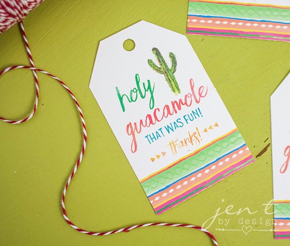 Fiesta Favor Tags | Favor Tags | Fiesta Party | Mexican Fiesta | Cinco de Mayo | Holy Guacamole | Fiesta Birthday | Cactus Favor Tags Il_570xn