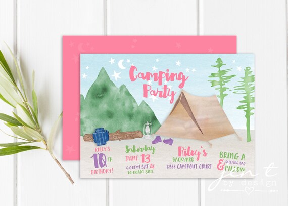 Girls Camping Party Invitations Il_570xn