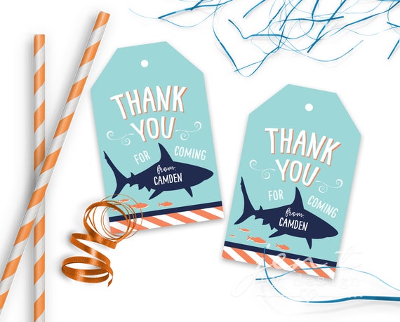 Shark Favor Tags | Favor Tags | Thank You Tags | Party Favors | Shark Party | Shark Birthday | Birthday Favors Il_570xn