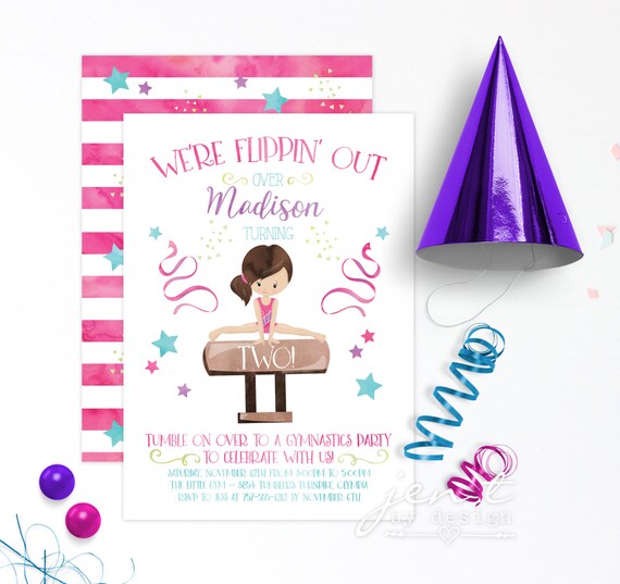 Gymnastic Invitation | Gymnastics Party | Gymnastics | Gymnastic Party | Gymnastics Birthday | Gymnastics Invite | Gymnastic Invite Il_570xn
