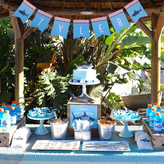 Birthday Banner | Shark Party | Shark Birthday Party | Shark Decorations | Banner | Ocean Party | Shark Banner | Shark Birthday | Shark Il_570xn