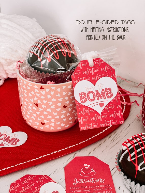 Valentine Hot Cocoa Bomb Tags | Valentine's Day Gift Idea | Hot Chocolate Bomb Tag | Cocoa Bomb Labels | You're the Bomb Hot Cocoa Tags Il_570xn