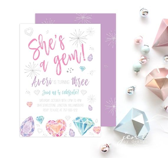 She's a Gem | Gemstone Party | She's a Gem Party | Gem Birthday | Gem Invitation | Gem Party Decor | Our Little Gem | Little Gem Birthday Il_570xn