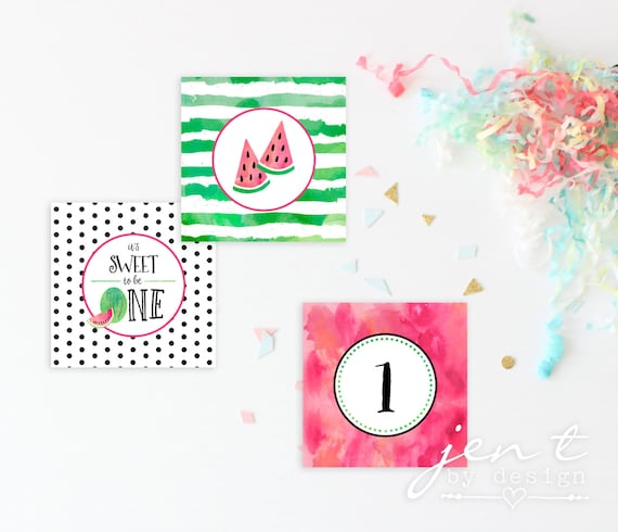 Watermelon | Watermelon Party | Cupcake Toppers | Watermelon Birthday | Watermelon Cupcake | Cupcake Topper | One in a Melon | Summer Party Il_570xn