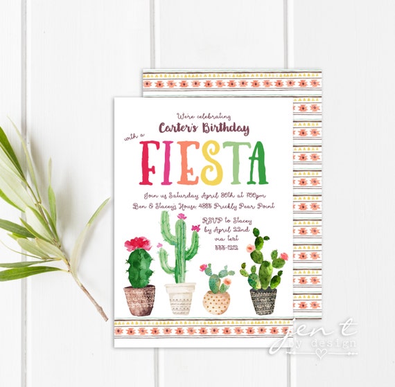 Fiesta Invitation | Fiesta | Fiesta Birthday | Mexican Fiesta | Fiesta Invite | Cinco de Mayo Invite | Cinco de Mayo | Cactus Invitation Il_570xn
