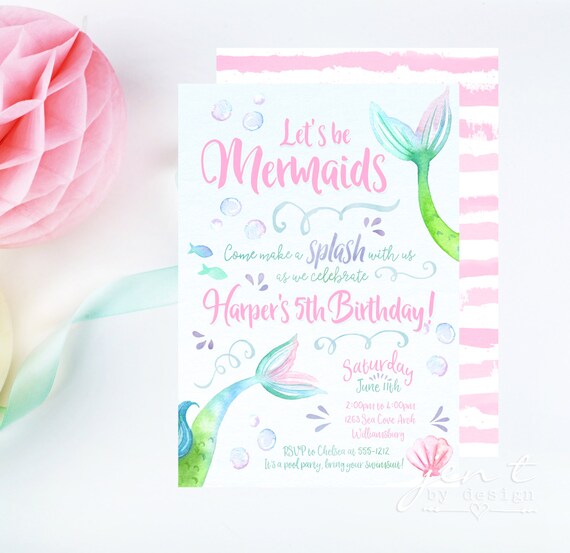 Mermaid Invitation | Mermaid Party | Mermaid Birthday | Under the Sea | Mermaid Invite | Mermaid | Under the Sea Party | Pool Party Il_570xn
