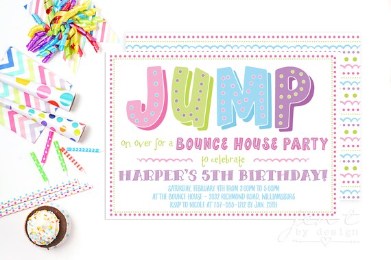 Bounce House | Jump Invitation | Trampoline Party | Bounce House Invite | Bounce House Party | Trampoline Invite | Bounce Birthday Il_570xn