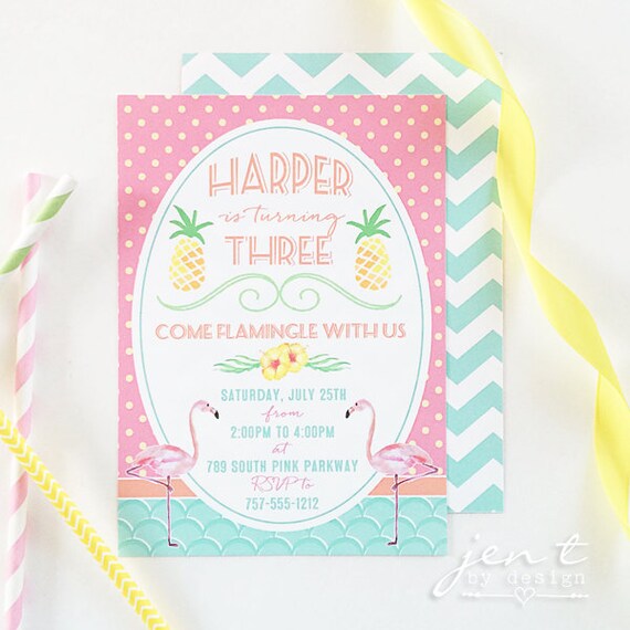 Flamingo Birthday | Flamingo Invitation | Flamingo Party | Birthday Invitation | Flamingo Invite | Tropical Invitation | Pink Flamingo Il_570xn