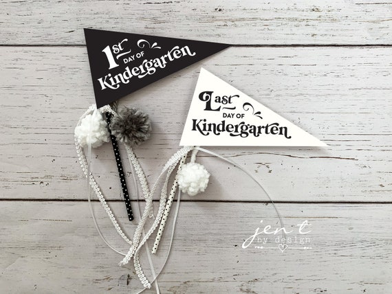 Printable School Pennants, 1st and Last Day of School, Black + White | School Photo Props | First Day of School Flag | Last Day of School Il_570xn