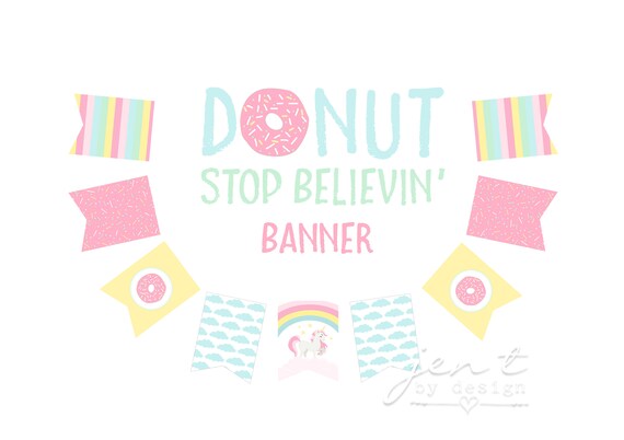 Unicorn Party Banner - Donut Party Banner - Rainbow Party Banner Il_570xn