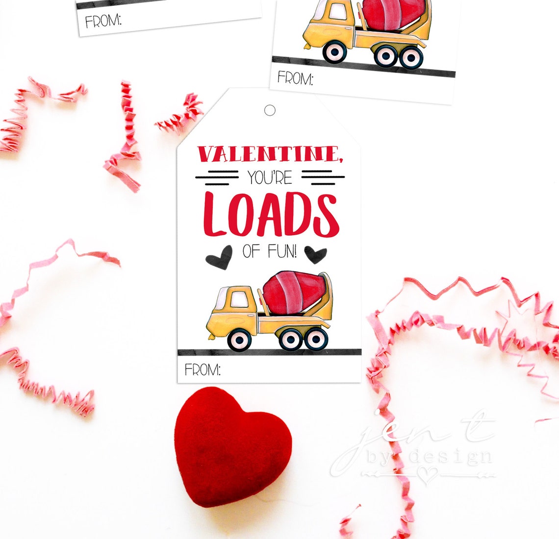 Printable Valentine Tags For Kids Boy Valentines Truck Etsy