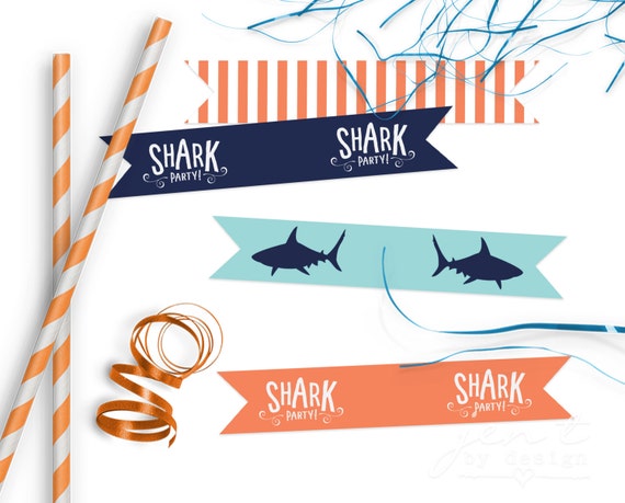 Shark Straw Flags - Instant Download Il_570xn