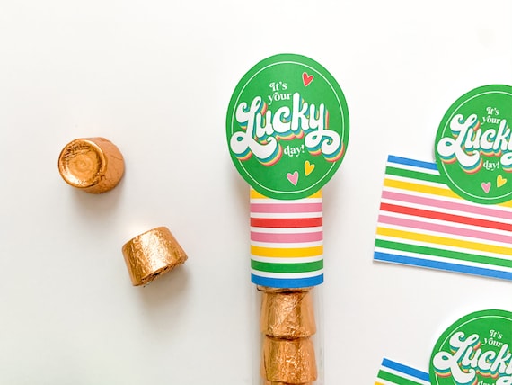 Lucky St. Patrick's Day Label | St. Patrick's Day Tag | Candy Tube Label | St. Patrick's Day Rainbow Tag | St. Patrick's Printable Il_570xn