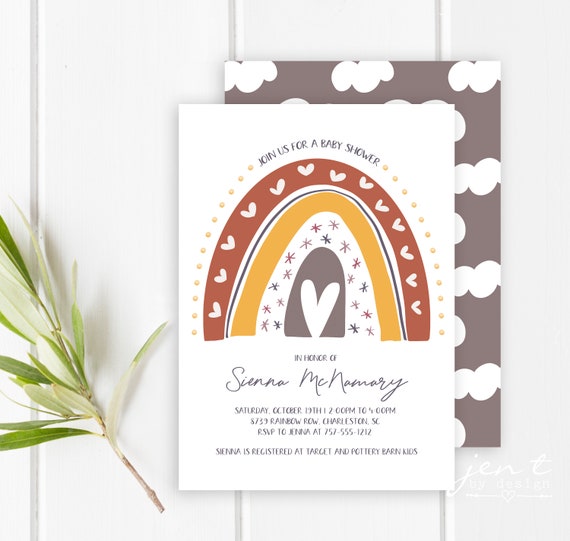 Rainbow Baby | Rainbow Baby Shower | Baby Shower | Baby Shower Invite | Modern Rainbow | Modern Rainbow Invite Il_570xn