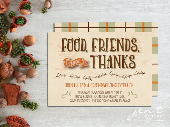 Friendsgiving Invitations - Beige with Plaid Il_570xn