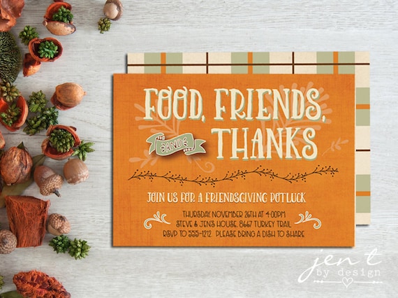 Friendsgiving Invitations - Orange with Plaid Il_570xn