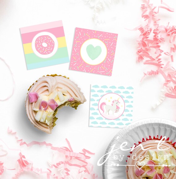 Donut Stop Believin Cupcake Toppers - Donut CupcakeToppers - Unicorn Party Cupcake Toppers Il_570xn