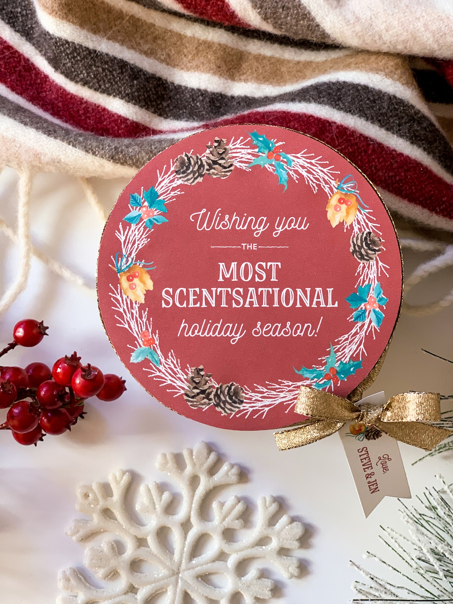 Christmas Candle Printable Candle Gift Tag Neighbor Etsy