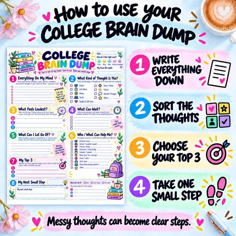 ADHD College Brain Dump Printable, Overwhelm Reset and Priority ...