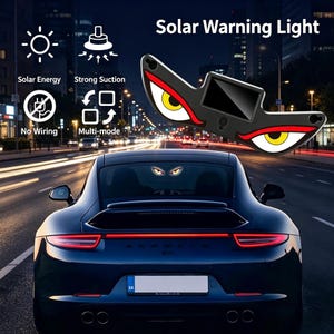 Car Evil Eye Solar Warning Strobe Light Suction Cup Rear Window Anti Rear End Collision Safety Flash Lamp Auto Decor Accessory