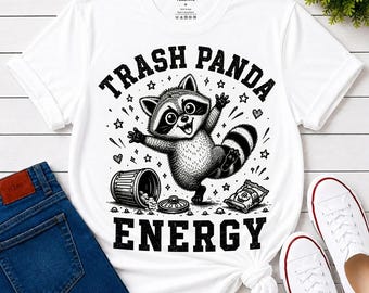 Trash Panda Energy Shirt, Funny Raccoon Lover Tee, Vintage Distressed Jumping Raccoon, Gift for Wildlife Enthusiast, Unisex T-Shirt