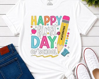 First Day of School Teacher Shirt, Back to School Pencil Tee, Classroom Outfit Gift, Unisex T-Shirt