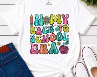 In My Back to School Era Retro Teacher Shirt, 70s Groovy Aesthetic Tee, First Day Classroom Gift, Unisex T-Shirt