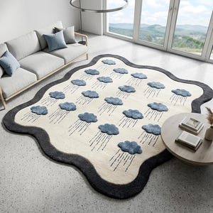 5x5 ft Small Cloud Rug 4x4 ft, Whimsical Nursery Rug, Hand Tufted Irregular Shape Rug, Cute Aesthetic Accent Rug, 6x6 ft, Small Area Rug