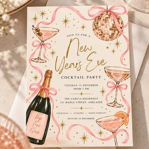 New Years Eve Cocktail Party invitation Canva Template 5x7