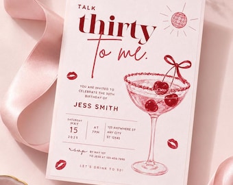 30th Birthday Talk Thirty to Me Invitation, Editable Canva Template