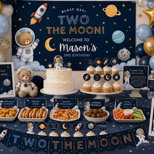 Two The Moon Birthday Bundle Template - Editable Canva Party Pack