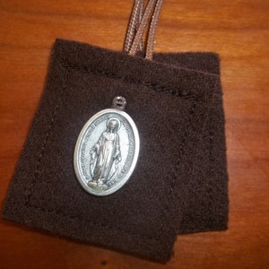 Brown Scapular of Our Lady of Mt. Carmel Handmade and DURABLE with Miraculous Medal Almost UNBREAKABLE