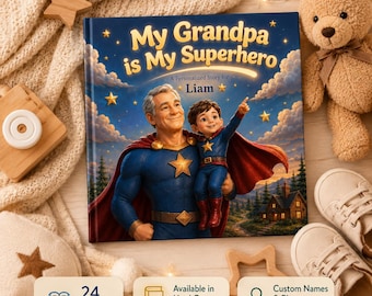 Personalized My Grandpa My Superhero Children Book, Father’s Day Story Book, Gift Custom Grandpa And Child Adventure Book