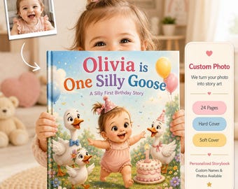 Personalized One Silly Goose Children Book, Baby Memory Book, Custom Name And Photo Kids Book, 1st Birthday Keepsake, Silly Goose Birthday