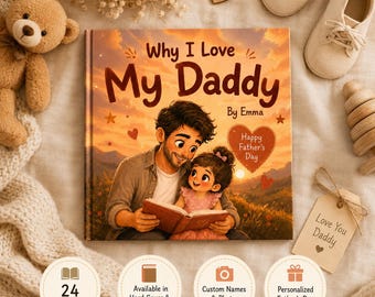 Personalized Why I Love Daddy Children Book, Father’s Day Gift, Custom Father Daughter Kids Book, Dad Keepsake Gift From Child