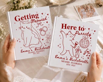 Libro de bodas personalizado "Getting Meowied", álbum de recortes personalizado para amantes de los gatos, regalo para damas de honor