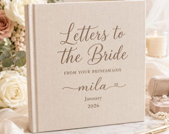 Álbum de recortes con cartas vintage para la novia, libro de recuerdos para despedida de soltera, regalo personalizado para despedida de soltera, álbum de recortes personalizado para despedida de soltera.